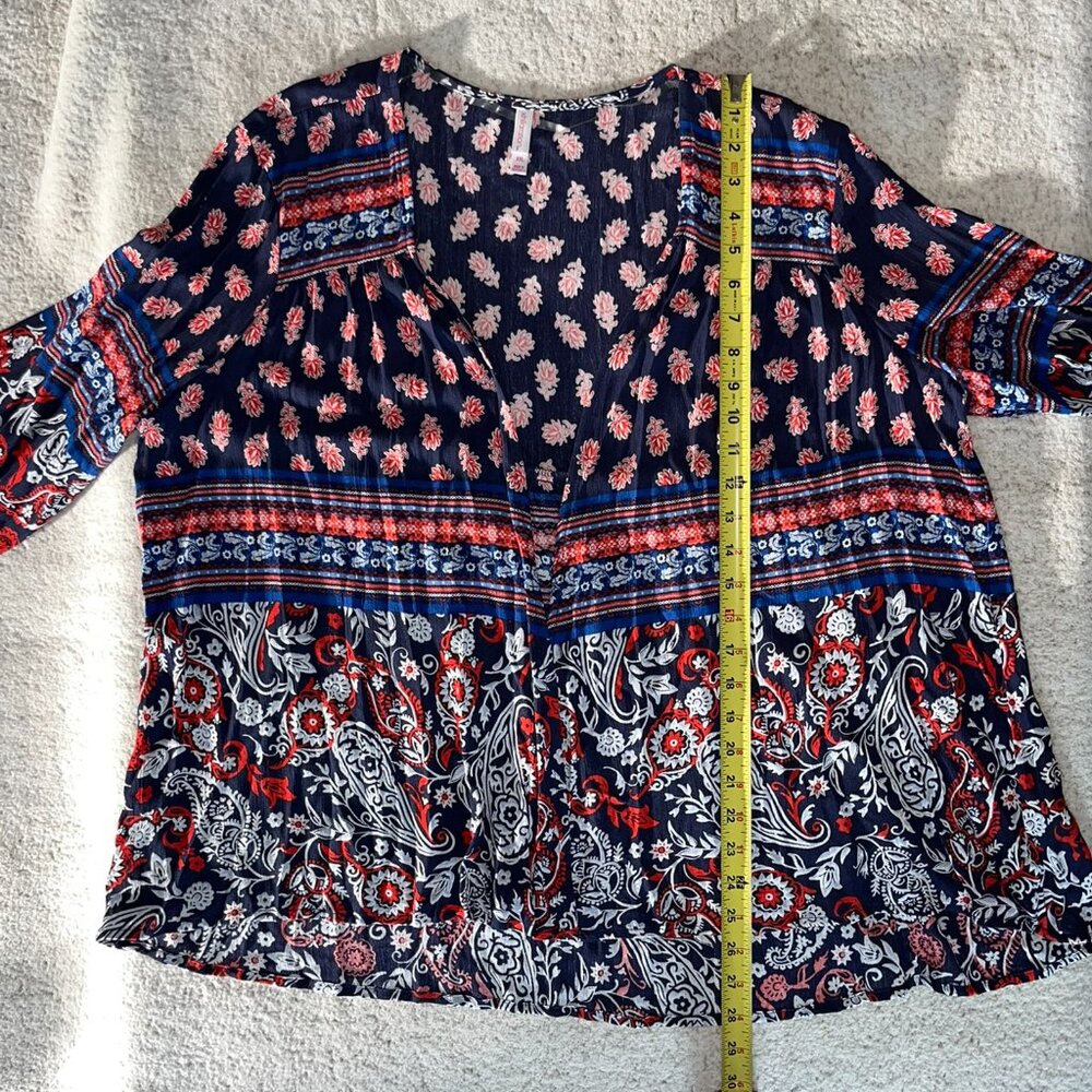 Xhilaration XXL NWT Boho Floral Open Front Kimono Cardigan High Low Hem - Picture 6 of 10